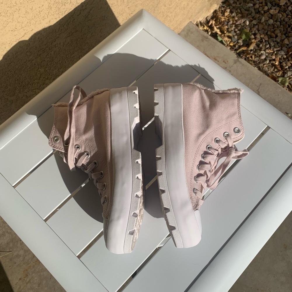 Converse blush pink platform canvas and faux shearling size 10 - Picture 12 of 14